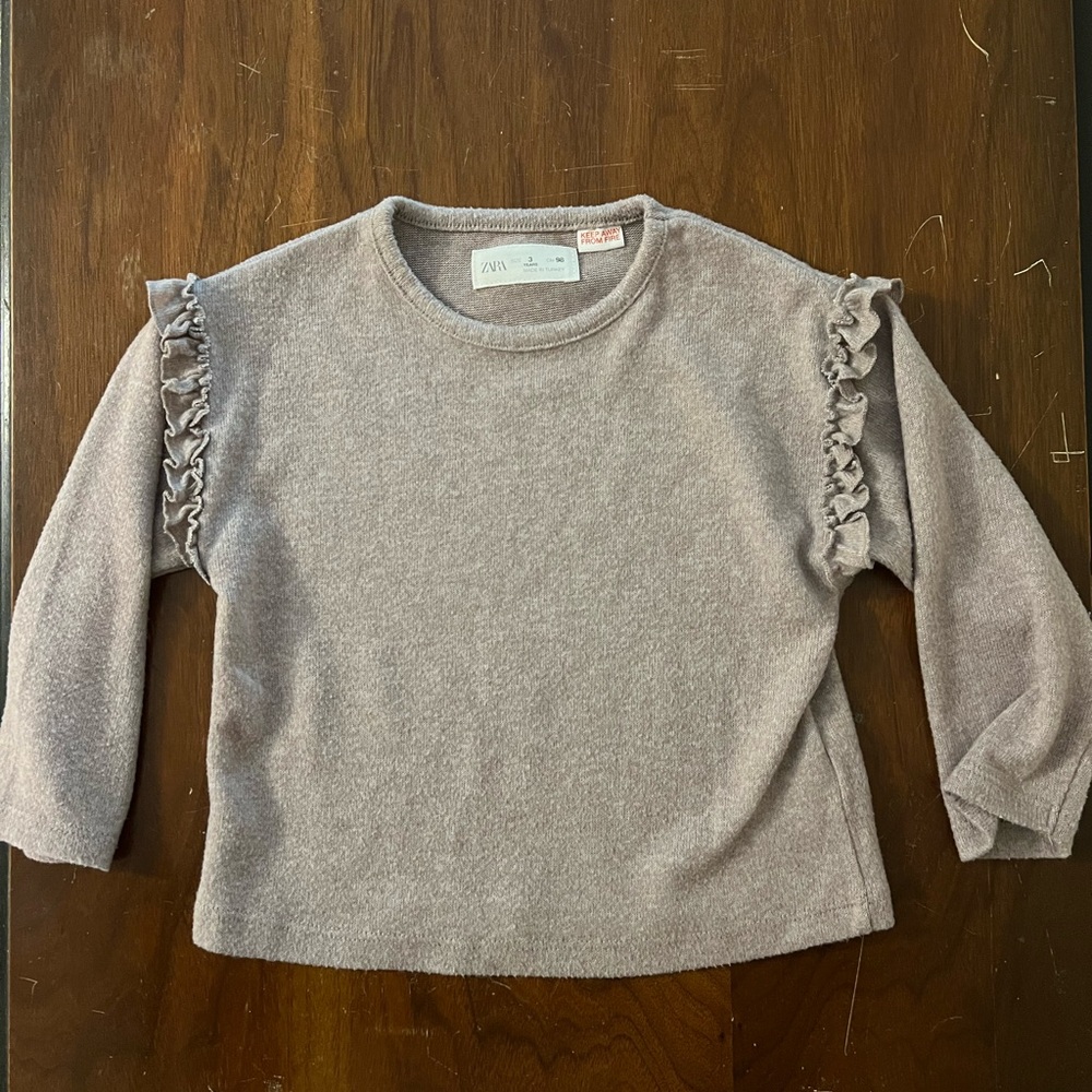 Zara Kids Sweater with Ruffle Sleeves - Soft Brown
